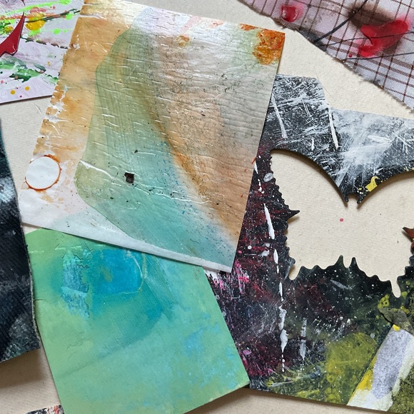 Junk Journal Pack  15+ Hand painted Pieces, Great for scrapbooking, collage - Picture 3 of 9